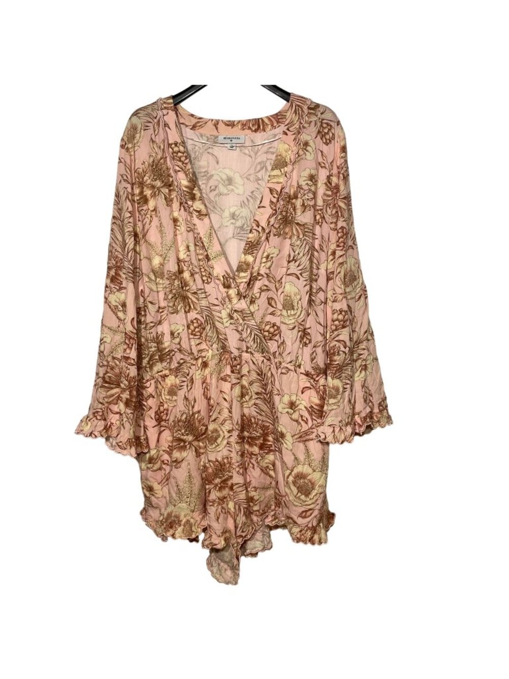 AguaBendita x Target Floral Flare Sleeve Scallop Trim Romper Pink Sz 2X